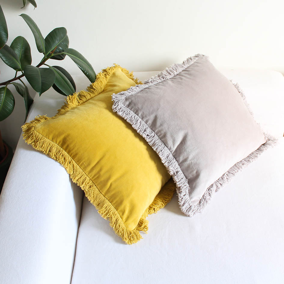 SALE Liv Interior Grey Fringed Cushion 45cm