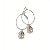 Pearl Drop on Hoop - Worn Silver / Pearl