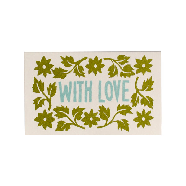 Cambridge Imprint Leaves and Stars Tiny With Love Cards Green and Turquoise - Pack of 6