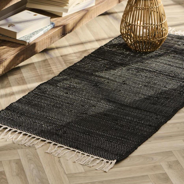 Cotton Floor Runner - Black 60x120cm