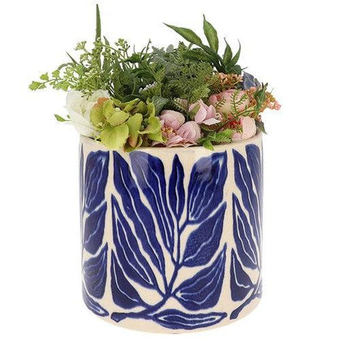 Tropical Leaf Planter Large Blue