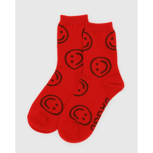 Baggu Crew Sock - Red Happy