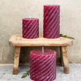 Rustic Twisted Pillar Candle Plum