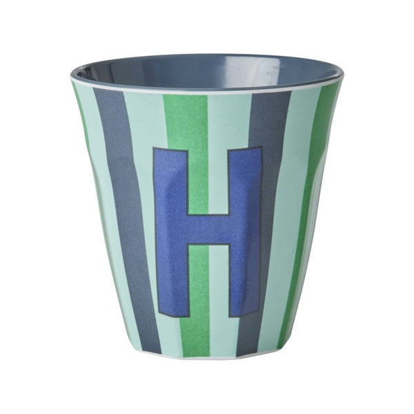 Stripe Melamine Blue Alphabet Cups - A to Z