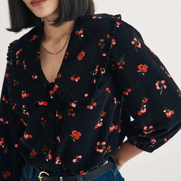 Nobody’s Child Ditsy Floral Emmie Blouse - Black Cord