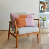 Double Colour Block Linen Cushion - Dusky/Jungle