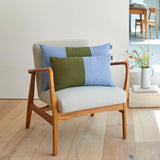 Double Colour Block Linen Cushion - Denim/Jungle