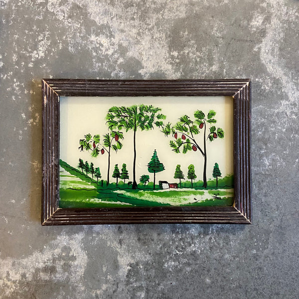 Vintage Glass Framed Painting - Small