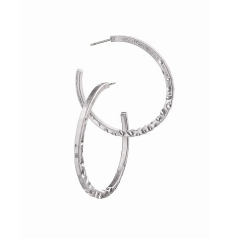 Classic Demi Textured Hoops - SILVER