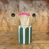 Stripy Match Stick Holders - Choose Your Colours