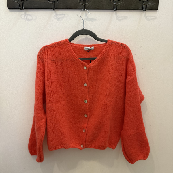 Long Sleeve Mohair Cardigan - Coral