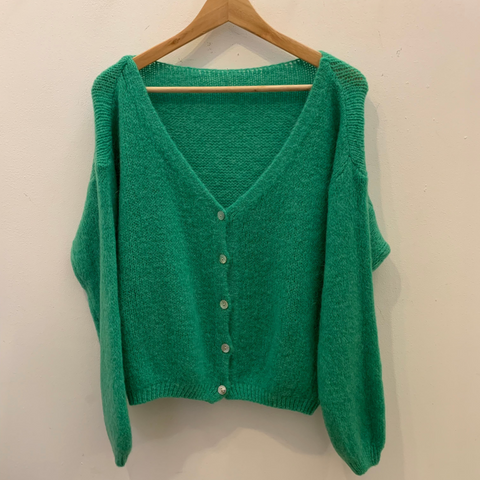 Long Sleeve Mohair Cardigan - Emerald