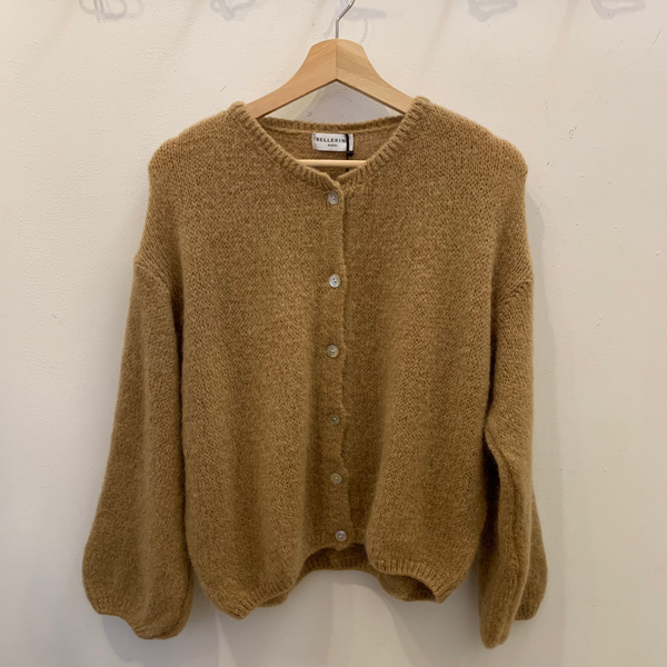 Button Through Mohair Cardigan Camel