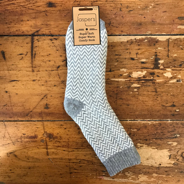 Jasper Herringbone Mens Socks - Grey/White