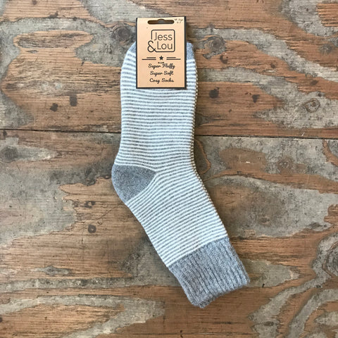 Jess & Lou Rib Ladies Stripe Socks - Grey