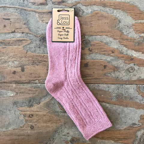 Pink Cable Knit Ladies Socks