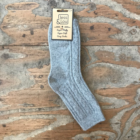 Jess & Lou Cable Knit Ladies Socks - Grey