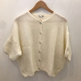 Cropped Sleeve Mohair Cardigan - Cream