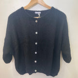 Cropped Sleeve Mohair Cardigan - Black