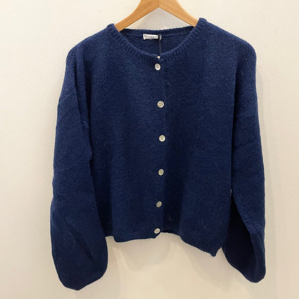 Button Through Mohair Cardigan - Navy