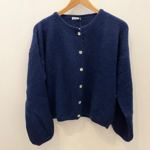 Button Through Mohair Cardigan - Navy