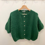 Cropped Sleeve Mohair Cardigan - Forest Green