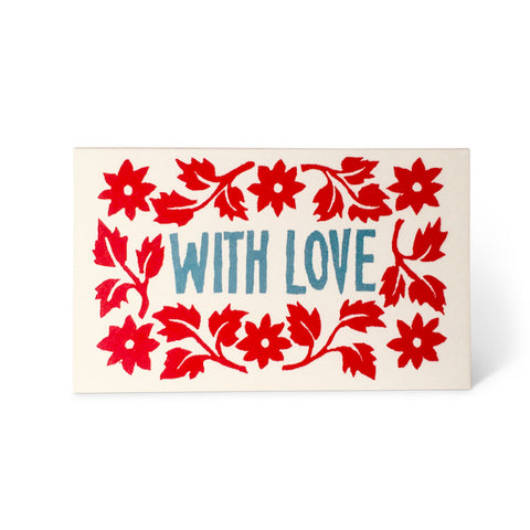 Cambridge Imprint Leaves and Stars Tiny With Love Cards Red and Blue - Pack of 6