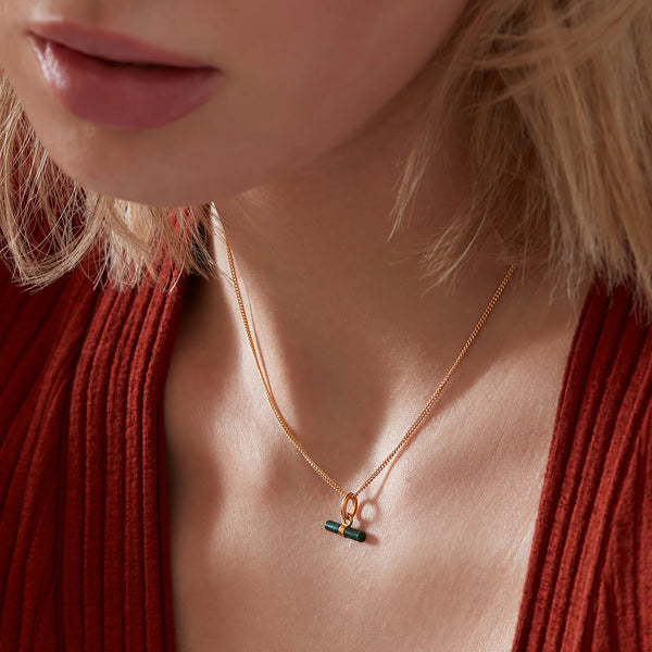 Rachel Jackson Mini Malachite T-Bar Necklace