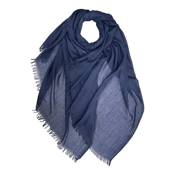 Navy Classic Cotton Blend Plain Scarf