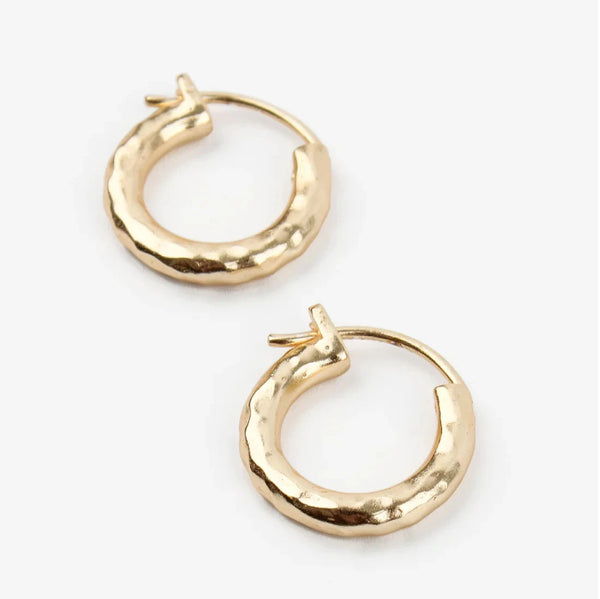 Small Hammered Chunky Gold Hoops