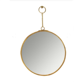 Hanging Gold Round Mirror