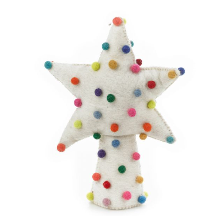 PomPom Star Christmas Tree Topper Decoration