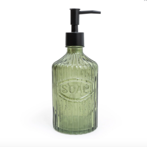 Green Glass Soap Dispenser