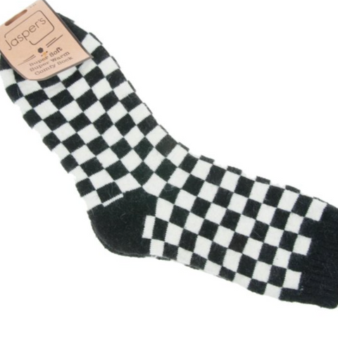 Jasper's Black and White Check Men Socks