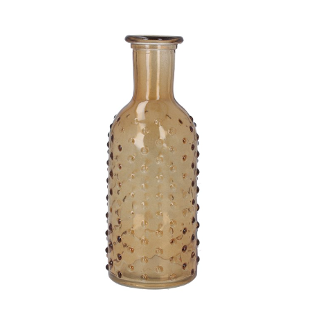 Light Amber Dimple Glass Bottle Vase