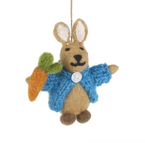 Rabbit in Cardigan Hanging Felt Easter Decoration