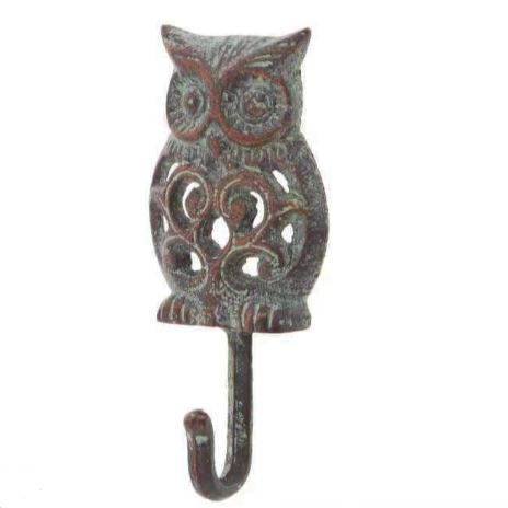 Distressed Metal Owl Hook