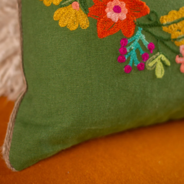 Ian Snow Floral Embroidered Cushion Cover