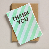 A6 Thank You Postcard - Acid Green Diagonal Strips - Petra Boase