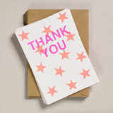 A6 Thank You Postcard - Flouro Orange Stars - Petra Boase