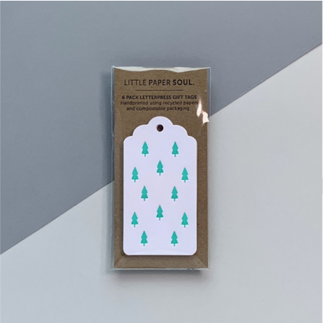 6 Letterpress Gift Tags - Christmas Trees