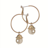 Pearl Drop Hoop Earrings