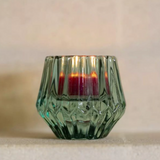 Glass Candleholder Duo - Dark Green