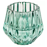 Glass Candleholder Duo - Dark Green