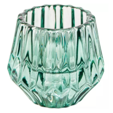 Glass Candleholder Duo - Dark Green