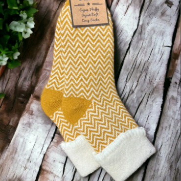 Jess & Lou Herringbone Ladies Cuff Socks - Gold