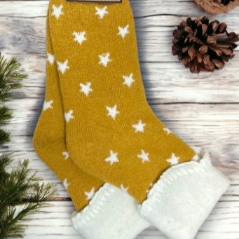 Jess and Lou Gold Star Ladies Cuff Socks