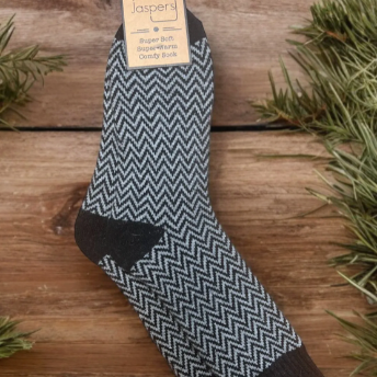 Jasper's Herringbone Mens Socks - Black/Grey