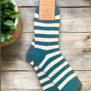 Jasper Wide Stripe Socks - Green/White