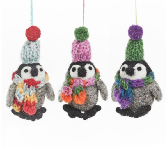 Frosty Penguin - Felt Hanging Christmas Decorations